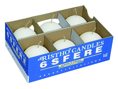Cereria Di Giorgio Risthò Candele Sfera, Cera, Bianco, 6X6X6 Cm, 6 Unità