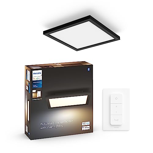 Philips Hue White Ambiance Aurelle, Plafoniera Smart Quadrata, Luce Bianca Da Calda A Fredda, Dimmerabile, 19W, Nero