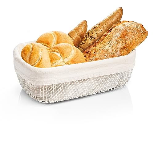Tescoma 900829 Cestino Portapane In Metallo Smaltato E Interno In Cotone 18,5 X 28,5 Cm, Linea Online