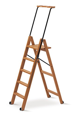 Scala 5 Gradini Tuscania 170/5, Legno - Chiudibile - Con Sistema Di Sicurezza - Finitura Ciliegio - Arredamenti Italia