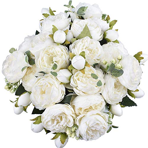 Xonor 4 Mazzi Di Fiori Artificiali Di Peonia Di Seta Fiori Finti Di Gloriosa Per La Decorazione Domestica Della Festa Nuziale, 5 Forchette, 9 Testa (B