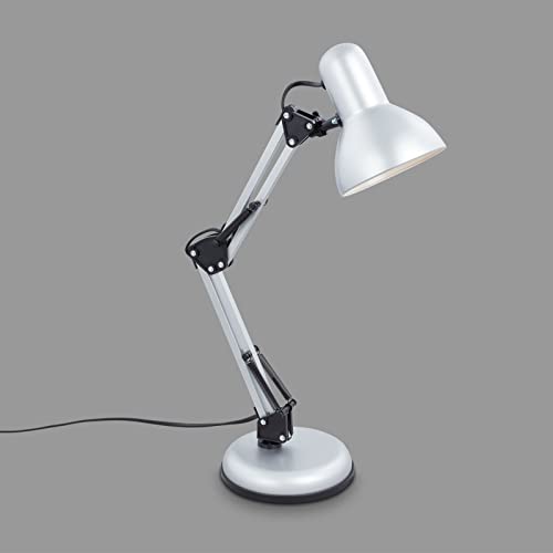 Briloner - Lampada Da Tavolo Regolabile, Lampada Da Tavolo Con Interruttore A Cavo, Lampada Da Tavolo Retrò Presa E14, 546X224 Mm (Dxh), Color Argento