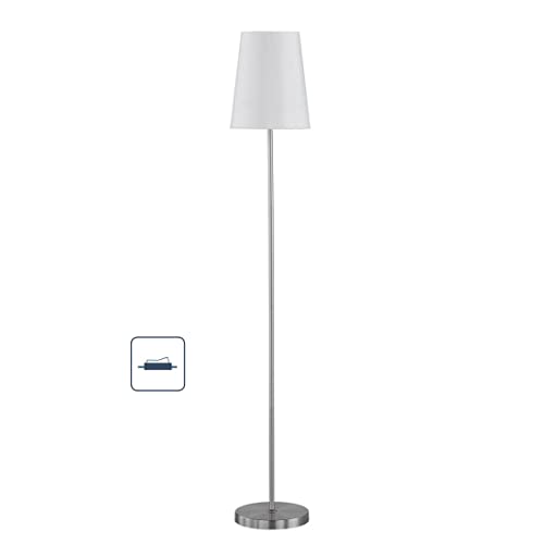 Promozione By Wofi - Lampada Da Terra Serie Fynn; 150 Cm; Diametro 25 Cm; Metallo; 60W; E27, 25 X 25 X 150 Cm, Bianco, E27 60 Wattsw, Metallo;Tessuto