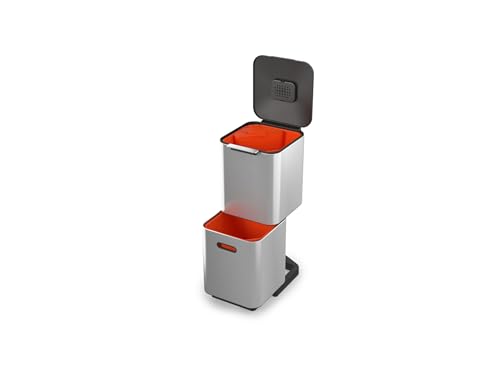 Joseph Joseph Totem Max - Pattumiera Da Cucina Con Coperchio E Filtro Anti-Odore, Bidone Per Raccolta Differenziata, Sistema Di Separazione Con 3 Scom