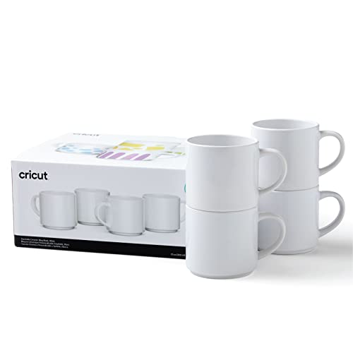 Cricut Tazze Vuote Impilabili | Bianco | 300 Ml (10 Once) | 4 X Tazze Infusibili Per Sublimazione Inchiostro | Per L'Uso Mug Press Inchiostro Infusibi