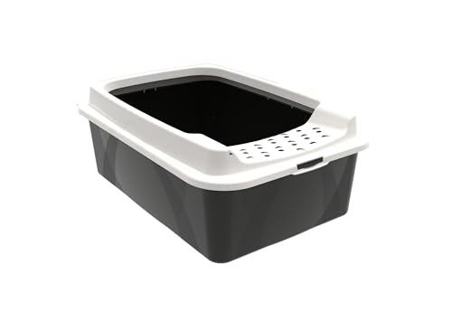 Rotho Mypet Eco Bonnie - Lettiera Per Gatti Con Ingresso Superiore, In Plastica Riciclata, Colore: Nero/Bianco, M (57,2 X 39,3 X 20,9 Cm)