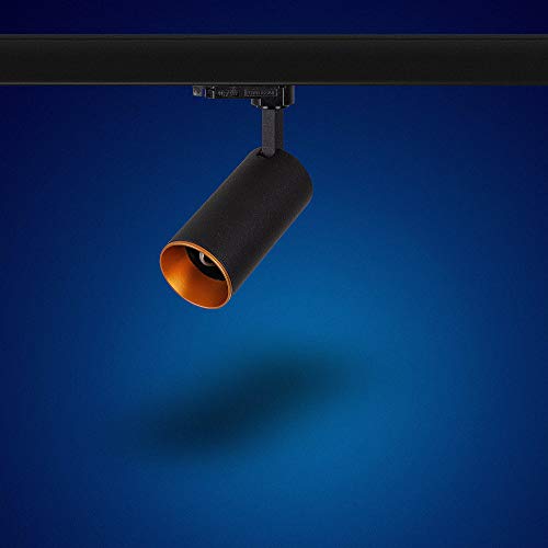 Mextronic Trahler Gu10-3 Fasi: Faretto Girevole E Orientabile Per Sistema Binario – Lampada A 3 Fasi In Nero Oro (Genius L502)