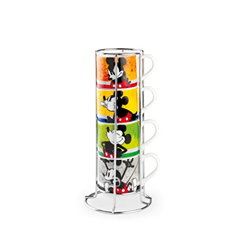 Egan Set 4 Tazzine Caffè Impilabili Mickey I Am Ml.80 + Metalrack