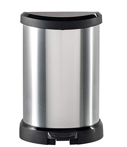 Curver 02120, Deco Bin D-Shape A Pedale, 15 Lt, 31 X 28 X 45 Cm