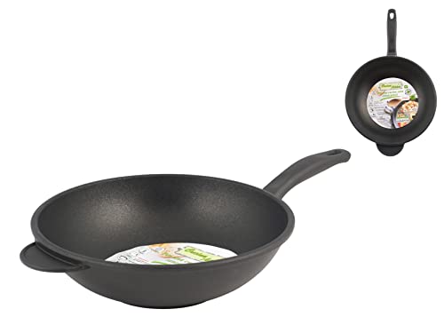 H&H Wok Fusione Antiaderente Extra Chef 1 Manico Bakelite Cm28