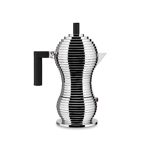 Alessi Mdl02 1B Pulcina Caffetteria Per 6 Tazze, Alluminio, Nero
