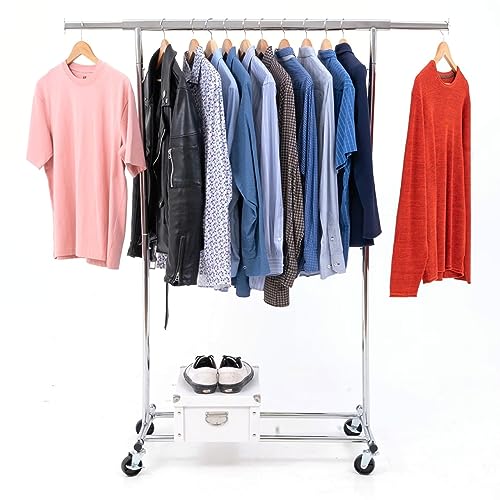 Tatkraft Danko - Stand Appendiabiti Per Impieghi Pesanti, Appendiabiti Industriale, Sostiene Fino A 90 Kg, Si Monta In 1 Min, 91-132X45X160 Cm, Acciai