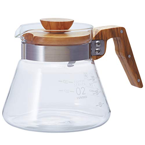Hario New Coffee Server 600 Ml In Legno Di Ulivo, Verde, 4 Cup