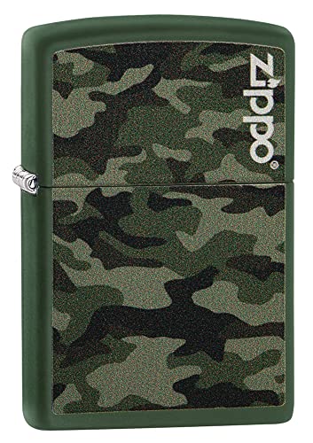 Zippo - Camo And Zippo Design - Base Green Matte - Essence Accendino Antivento, Ricaricabile, In Confezione Regalo Di Alta Qualità 60004363 Normal