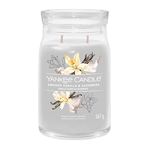 Yankee Candle Signature Candela Profumata, Vaniglia Affumicata E Cashmere In Giara Grande, Candele Di Miscela Di Cera Di Soia Lunga Durata, Regalo Per