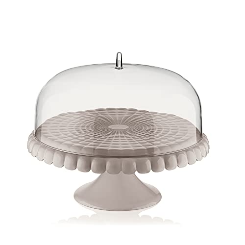 Guzzini - Tiffany, Alzata Torte Con Campana - Grigio Tortora, Ø 36 X H28 Cm - 199400158
