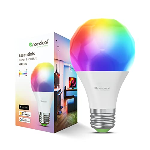 Nanoleaf Matter Essentials Lampadina E27 Rgbw Smart E Dimmerabile - Luci Led 16M Colori, Matter Over Thread, Bluetooth, Funziona Con Google Home Apple