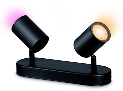 Wiz Faretto Smart Led Imageo Wifi, Luce Bianca O Colorata Dimmerabile, 2X5W, 2 Punti Luce, Nero, Tecnologia Spacesense, Controllo Vocale (Alexa, Apple
