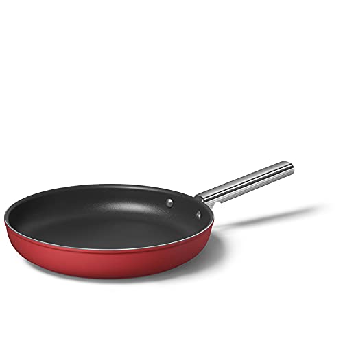 Smeg, Padella Antiaderente Ckff3001Rdm, Diametro 30 Cm, Manico Ergonomico In Acciaio Inossidabile, Per Tutti I Piani Cottura, Fino A 250° In Forno, Ca