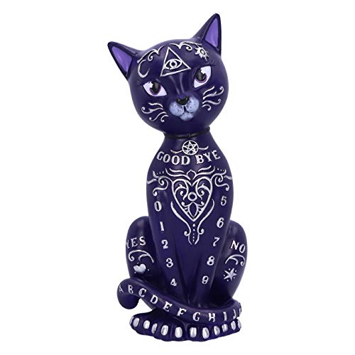 Nemesis Now Mystic Kitty-Statuetta Di Gatto Ouija Viola, 26 Cm, Resina