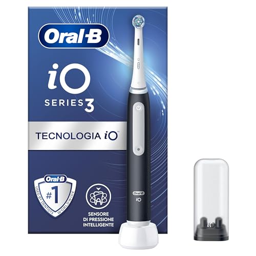 Oral-B Spazzolino Elettrico Ricaricabile Io 3N, Sensore Di Pressione, Timer Anello Luminoso, 3 Modalità Di Spazzolamento, 1 Testina, 1 Spazzolino, Ner