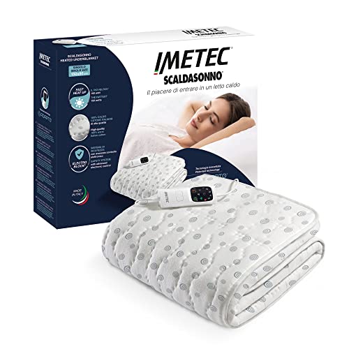 Imetec Scaldasonno Adapto Singolo 150 X 80 Cm, Basso Consumo, Tecnologia Brevettata, Riscaldamento Rapido, Temperatura Personalizzata, 100% Cotone, Ma