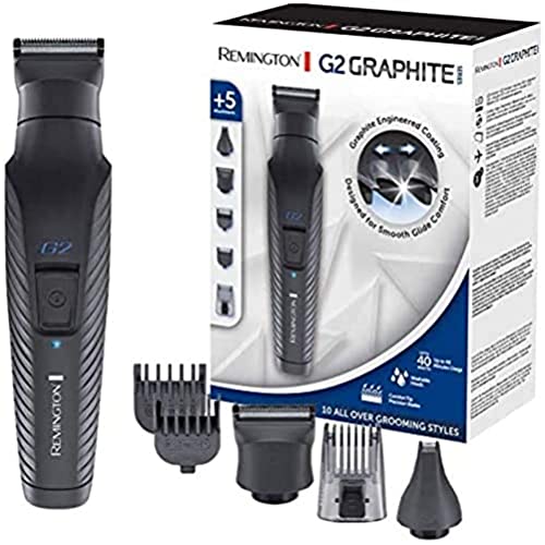 Remington Rasoio Elettrico Multiuso G2 - Rifinitore Viso, Taglia Peli Naso E Orecchie, Regolabarba - 5 Testine-Pettini, Funzionamento A Batteria, Rego
