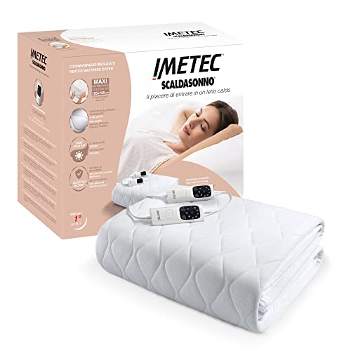 Imetec Scaldasonno Adapto Maxi Coprimaterasso Matrimoniale 195X165 Cm, Basso Consumo, Riscaldamento Rapido, Temperatura Personalizzata, Tessuto Analle
