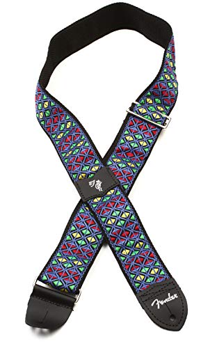 Fender Eric Johnson "The Walter" Signature Strap, Blue With Multi-Colored Triangle Pattern
