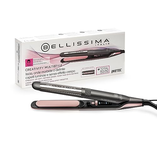 Bellissima Imetec Creativity Multistyle, Piastra Per Capelli Lisci O Mossi, Rivestimento Ceramica, Particelle Diamante, Cheratina, Piastre Flessibili