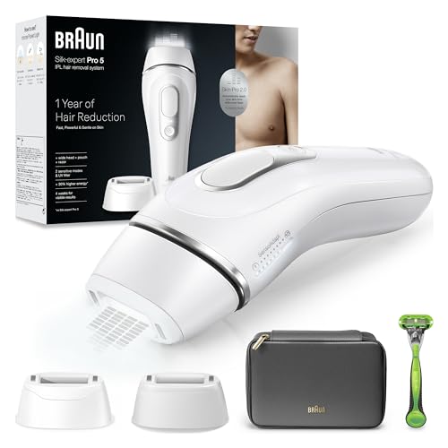Braun Silk·Expert Pro 5 Epilatore Luce Pulsata, Epilazione A Casa, Alternativa All’Epilazione Laser, Con Custodia, Rasoio Uomo Gillette, 2 Testine, Id