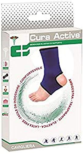 Cura Active Cavigliera (M) Supporto Caviglia Elastico Tessuto Con Apertura Tallone, Facile Da Indossare | Originale Cura Farma