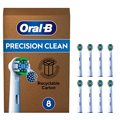 Oral-B Precision Clean Testine Spazzolino Elettrico, Confezione Da 8 Testine Di Ricambio, Pulizia Precisa E Sbiancante, Indicatore Di Utilizzo Della T