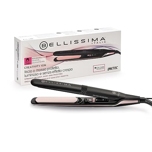 Bellissima Imetec Creativity Ion, Piastra Per Capelli Lisci O Mossi, Ionizzatore, Rivestimento Ceramica Diamond E Cheratina, 5 Temperature 150/230°C C