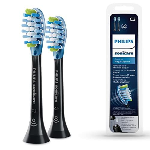 Philips Sonicare Hx9042/33 Pack Da 2 Testine Di Ricambio C3 Premium Plaque Defence, Con Rfid E Tecnologia Adaptive, Per Una Pulizia Profonda, Nero