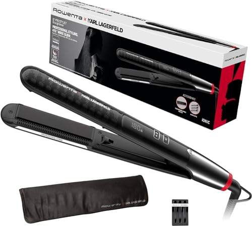 Rowenta X Karl Lagerfeld Sf467L K/Pro Stylist Piastra Tormalina Per Capelli, Pettine Integrato, Sistema Agli Ioni, Rivestimento Keratin & Glow, Piastr