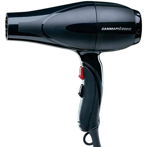 Gammapiu’ Asciugacapelli Professionale 2001R Nero, Phon Per Capelli Professionale Ad Alte Prestazioni, Impugnatura Ergonomica Antiscivolo, Asciugacape