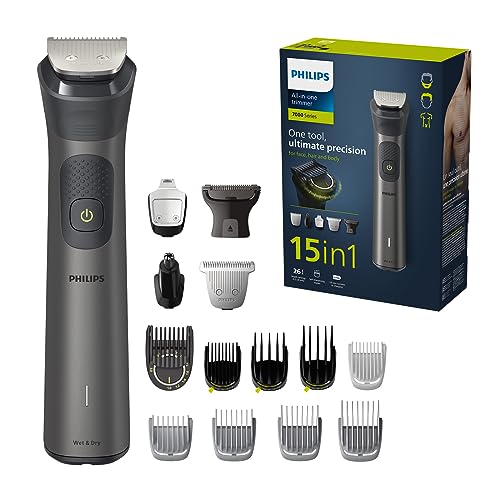 Rifinitore All-In-One Philips Serie 7000, Multigroom 15 In 1 Per Viso, Testa E Corpo, 26 Impostazioni Di Lunghezza (0,5-20 Mm). Un Unico Strumento, Ma