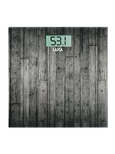 Laica Ps1065 Bilancia Pesapersone Elettronica, 180 Kg, Vetro Temperato Con Serigrafia Legno Scuro, Marrone