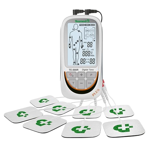 Tesmed Te-880R Plus Elettrostimolatore Muscolare Ricaricabile, Ems, Tens, Massaggio: 73 Programmi Di Cui 2 Personalizzabili - Funziona Con 8 Elettrodi