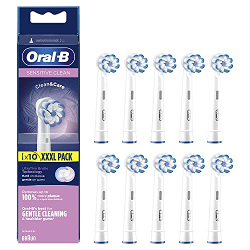 Oral-B Sensitive Clean Testine Spazzolino Elettrico, Confezione Da 10 Testine Di Ricambio, Pulisce Aree Sensibili E Infiammate, Rimuove Fino Al 100% D
