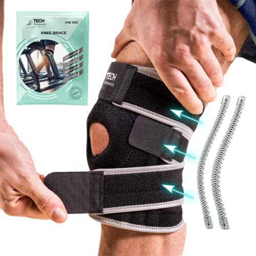Tech Therapeutics Ginocchiera Ortopedica - Tutore Ginocchio Legamenti Menisco Con Stecche Laterali - Elastica In Neoprene Traspirante