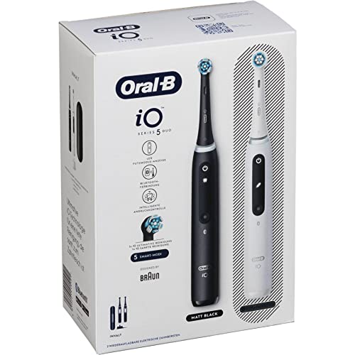 Oral-B Io 5 Spazzolino Elettrico Con Tecnologia Magnetica, 2 Testine Di Ricambio, 5 Modalità Di Pulizia, Indicatore Led E Custodia Da Viaggio, Nero Op