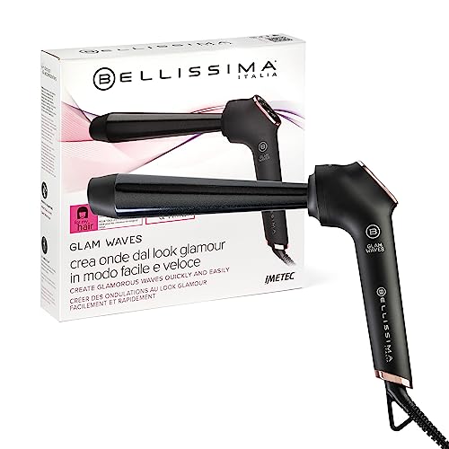 Bellissima Imetec Glam Waves, Ferro Arricciacapelli, Forma Conica, Display, 5 Temperature, Rivestimento Ceramica Diamon E Cheratina, Calore Costante,