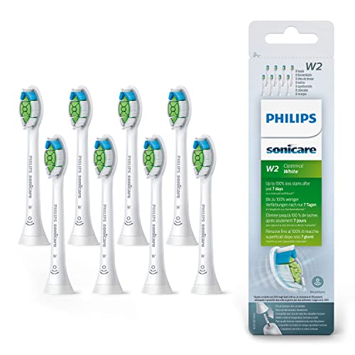 Philips Sonicare Hx6068/12 Pack Da 8 Testine Di Ricambio W2 Optimal White Standard Per Spazzolino Elettrico Sonico, Con Rfid, Per Denti Bianchi, Bianc