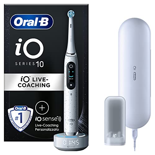 Oral-B Spazzolino Elettrico Ricaricabile Io 10, Sensore Di Pressione, Display Interattivo, Intelligenza Artificiale Con Live Coaching, 1 Testina, 1 Sp