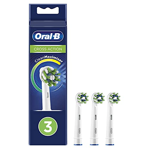 Oral-B Clean Maximiser Cross Action Testine Spazzolino Elettrico, 3D White, Azione Sbiancante, Confezione Da 3 Pezzi, Bianco