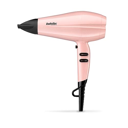 Babyliss 5337Pre Asciugacapelli Rose Blush 2200W, Leggero, Funzione Ionica Anti-Crespo E Tecnologia Titanium Ceramic, Con Concentratore