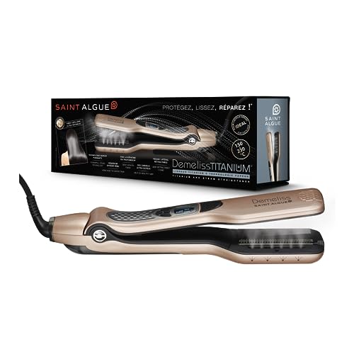 Demeliss - Saint Algue - Piastra A Vapore Per Capelli Professionale Titanium - Maxi Serbatoio Integrato Da 40Ml - Pettine Laterale Estraibile - Per Ca