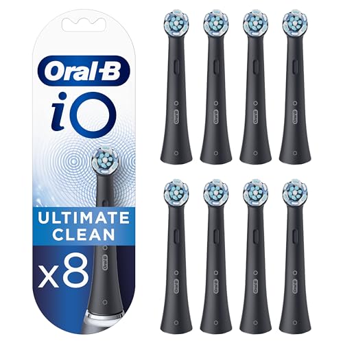 Oral-B Io Ultimate Clean Testine Spazzolino Elettrico, Confezione Da 8 Testine Di Ricambio Nere, Rimuove Il 100% Della Placca, Progettate Per Il Tuo O